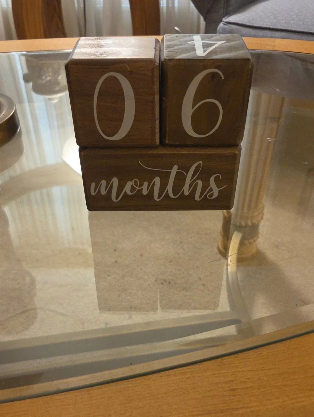 Wooden Milestone Blocks - Brown Months Display